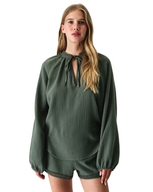 Oversized Baumwollhemd mit Bindedetail