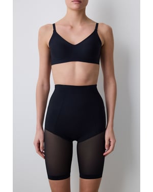 Hochgeschnittene Mesh-Shapewear-Shorts