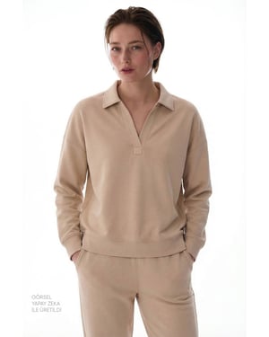 Oversized Strickpullover mit Knopfkragen