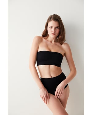 Penti Hochgeschnittener Jersey-Slip - Schwarz