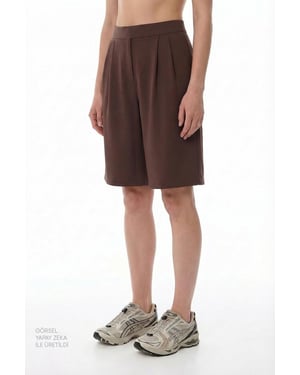 Penti Hochtaillierte, plissierte Shorts mit weitem Bein - Braun