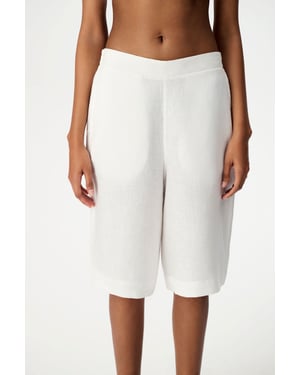 Penti Leinen-Shorts, maßgeschneidert, Pull-On für Damen - Weiß