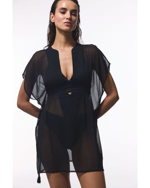 Transparenter Mini-Kimono-Kaftan