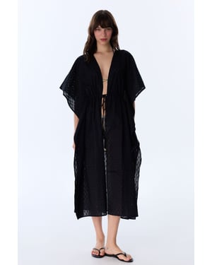 Übergroßer Gewebter Baumwoll-Strandkimono