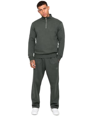 Enzo Herren-Trainingsanzug mit Half-Zip-Sweatshirt - Dunkelgrün