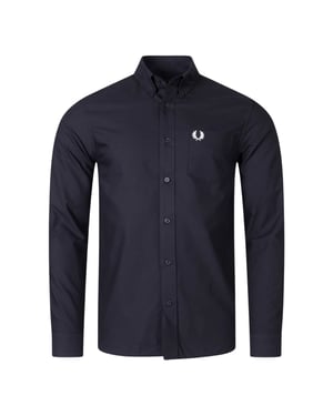 Fred Perry Schlichtes Schwarzes Langarm-oxfordhemd