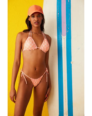 Niedrig geschnittene geometrische Bikinislips mit Bindebändern