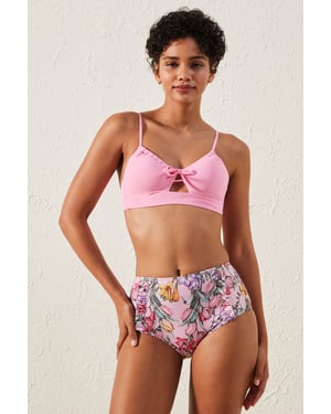 Hochtaillierte Blumen-Hipster-Bikinihosenträger