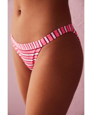 Tief geschnittene gestreifte Jersey-Bikini-Hose