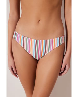 Gestreifte Bikini-Hosen mit mittlerer Taille