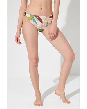 Tief ausgeschnittene tropische Hipster-Bikini-Unterteile