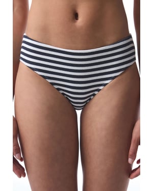 Gestreifte Mid-Waist Hipster-Bikini-Höschen