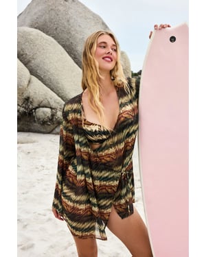 Ethnischer Woven Midi Strand Kimono