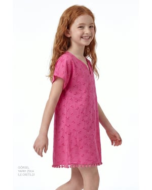 Bestickter Baumwoll Mini-Kaftan Überwurf