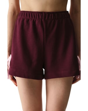 Penti Oversized gestrickte Jersey-Shorts mit Schleifendetail - Bordeaux
