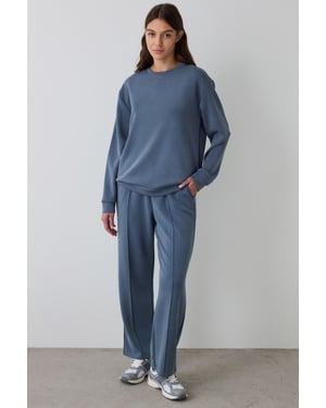 Übergrößiges Rippstrick Crewneck Sweatshirt