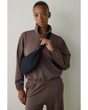 Damen Crop Half-Zip Sweatshirt