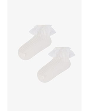 Penti Rüschen-Crew-Socken - Weiß