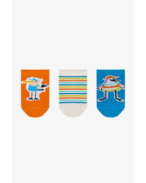 3er-Pack Gestreifte Crew-Socken