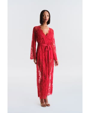 Blumen-Maxi-Robe mit Bindegürtel