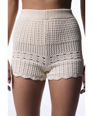 Penti Baumwollstrick-Mini-Shorts - Steingrau