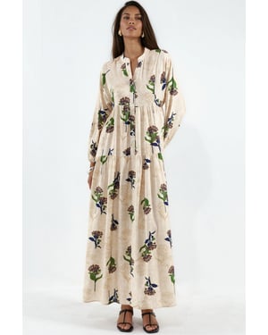 Gemustertes V-Ausschnitt Maxikleid