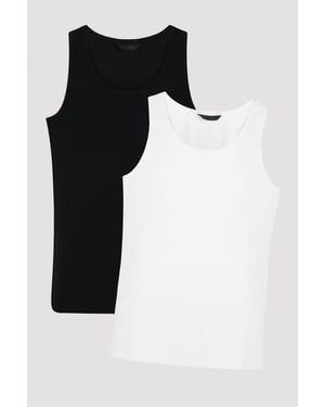 Herren 2er-Pack Baumwoll-Mischung U-Ausschnitt Tanktops