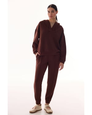 Oversized V-Ausschnitt Strick-Hoodie