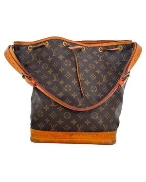 Louis Vuitton Große Noe Monogram Bucket Bag aus braunem beschichtetem Canvas