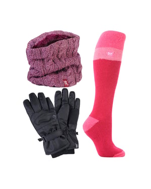 Damen Ski Set Halswärmer Handschuhe & Thermo Ski Socken Winterbekleidung
