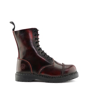 Grinders Unisex-Schnürstiefel aus Leder mit Stahlkappe, Weinrot, Stag ACS