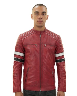 Herren-Rennjacke aus gestepptem Leder – Madrid