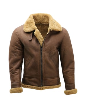 Herren Fliegerjacke aus Schaffellleder B3 WW2, Ingwerbraun, Houston