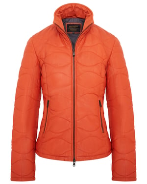 Orangefarbene gesteppte Bomberjacke aus Leder für Damen - Hamar