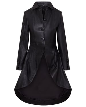 Schwarzer Gothic-Ledermantel im viktorianischen Stil für Damen - Vantaa