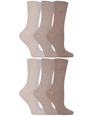 Gentle Grip - 6 Paar Damen Diabetiker-Socken mit Honigkamm-Oberteil und handgekettelten Zehennähten - Beige