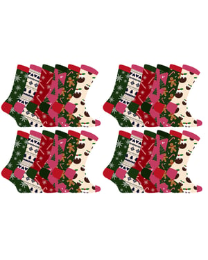 Damen Weihnachten Socken | Socken Snob | Damen bunte Neuheit Design Weihnachten Socken | Geschenk für Sie - 24 Pack