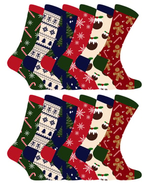 Herren Weihnachten Socken | Socke Snob | Neuheit bunte stilvolle lustige gemusterte Crew Xmas Socken - 12 Pack