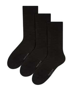 Steven - 3 Paare Multipack Herren Original Merinowolle Socken - Schwarz