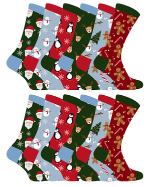 Kinder Weihnachten Socken | Sock Snob | Neuheit Spaß Muster Weihnachtsgeschenk Socken für Jungen & Mädchen - 12 Pack