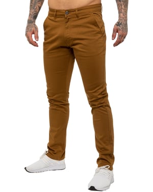 Enzo | Herren Slim Fit Stretch Chino Jeans - Braun