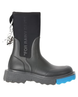Off-White Gummistiefel aus schwarzem Gummi