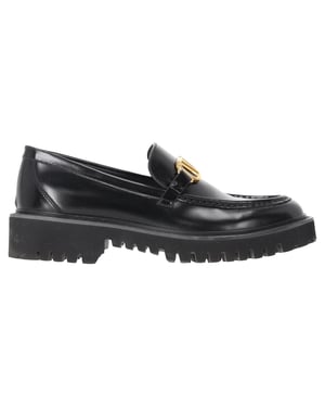 Valentino Garavani VLogo Signature Loafer aus schwarzem Kalbsleder
