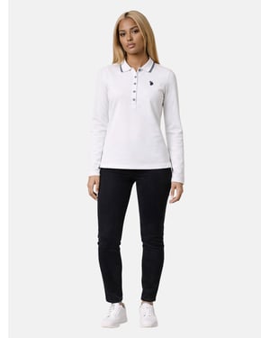 U.S. Polo Assn. Damen Langarm Poloshirt mit Stretchanteil