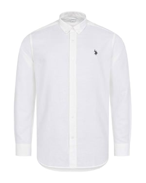 U.S. Polo Assn. Herren Leinenhemd aus Leinen-Baumwollmix