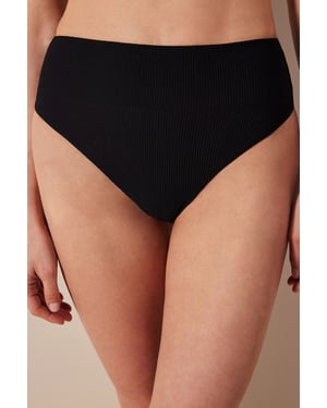 Mary Hochgeschnittene Texturierte Bikinihose