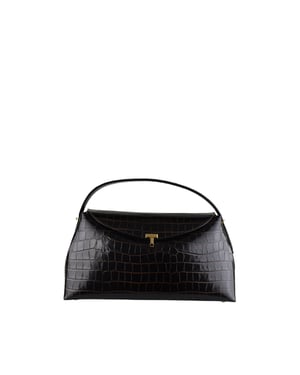 Toteme T-Lock-Handtasche mit Krokodilprägung und Tragegriff Braun