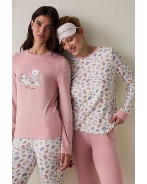 Teeparty Bedrucktes Langarm-Pyjama-Oberteil