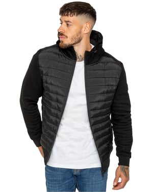 Enzo Herren Kapuzen-Stepp-Hybridjacke - Schwarz