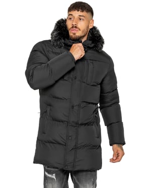 Enzo Milano | Herren Langjacke mit gepolsterter Kapuze